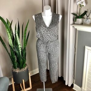Sundry Anthropologie Leopard Jersey Romper L NWT